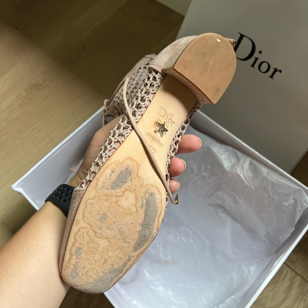 CHRISTIAN DIOR Suede Calfskin Fishnet Naughtily-D Ankle Boot Nude sz 37 - Picture 7 of 8